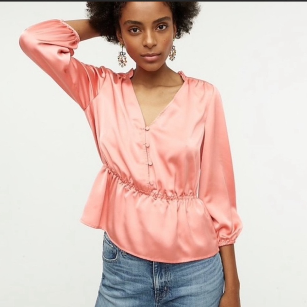NWT JCREW V-neck button-detail peplum top.